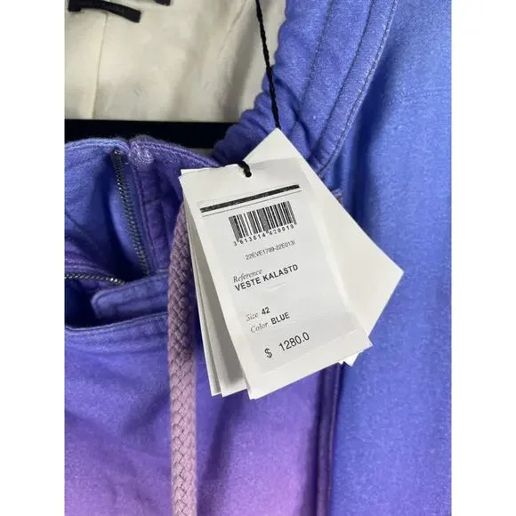 $1280 Isabel Marant Women's 42 US 10 Blue Veste Kalastd Ombre Zip Tassel Collar - Picture 6 of 15